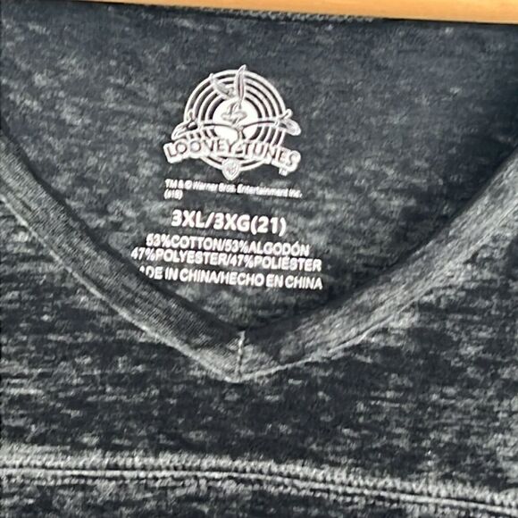 Women’s Plus size 3 XL 3XG Looney Tunes black Burn out ringer t shirt top - Picture 6 of 11